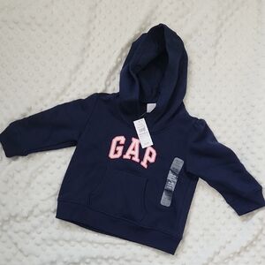 GAP Navy Hoodie with Pink Logo - Kids Sweatshirt